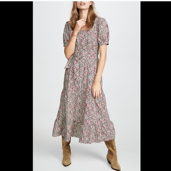 Anthropologie Floral Prairie Puff Sleeve Tiered Maxi Dress - Picture 4 of 16